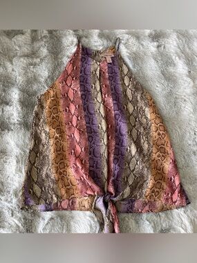 Willow & Root High Neck SM Sleeveless Snake Skin Animal Fairy Boho Y2K-0328